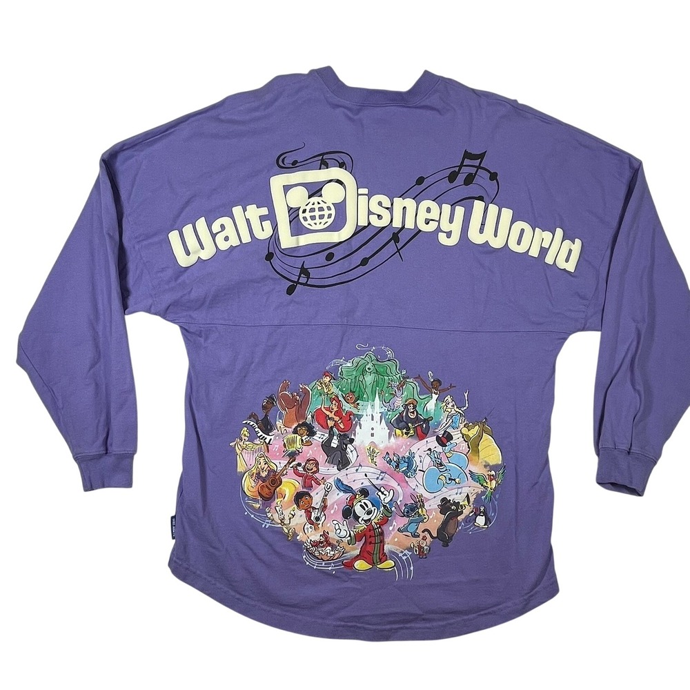 Disney Spirit Jersey Shirt Women Medium Purple 100‎ Years of Wonder Graphic Logo